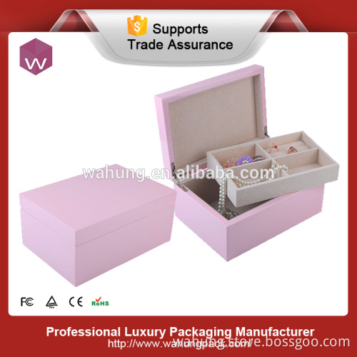 Stocked Wooden gift box for jewelry storage with removable tray